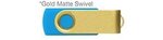 Custom Printed iClick USB 128GB - Cyan w/ Gold Swivel