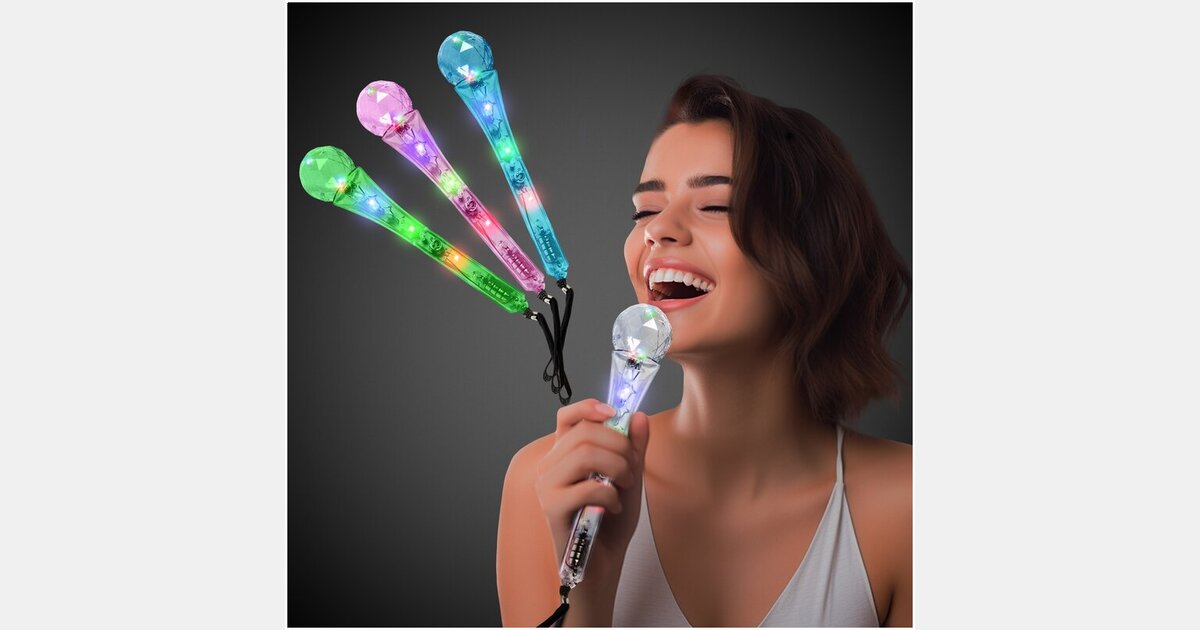 Custom Printed LED Microphones with your logo | MiniThrowBalls.com