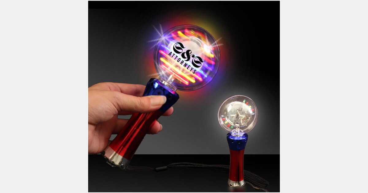 Custom Printed LightUp LED Glow Spinner Wand with your logo