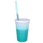 Custom Printed Mood 17 oz. Stadium Cup/Straw/Lid Set - Frost To Turquoise