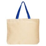 Custom Printed Natural Cotton Canvas Tote Bag Full Color - White-blue