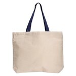 Custom Printed Natural Cotton Canvas Tote Bag Full Color - White-navy Blue