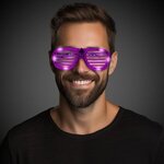 Custom Printed Purple Light-Up LED Slotted Glasses -  