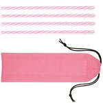 Custom Printed Reusable Straws in Full Color Drawstring Pouch - Pink