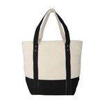 Custom Printed Seaside Zippered Cotton Tote - Black