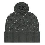 Diagonal Dash Knit Cap with Ribbed Cuff - Charcoal Gray