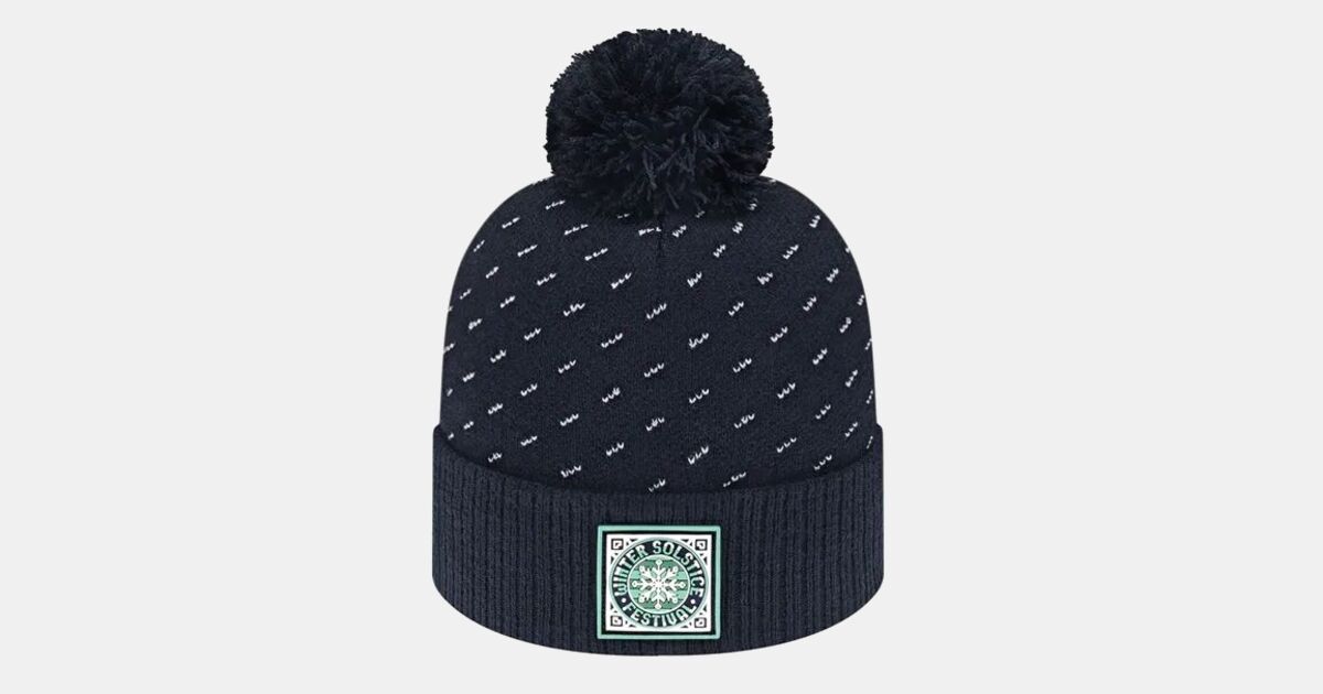 Custom Embroidered Diagonal Dash Knit Cap with Ribbed Cuff with your ...