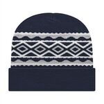 Diamond Pattern Knit Cap with Cuff - True Navy