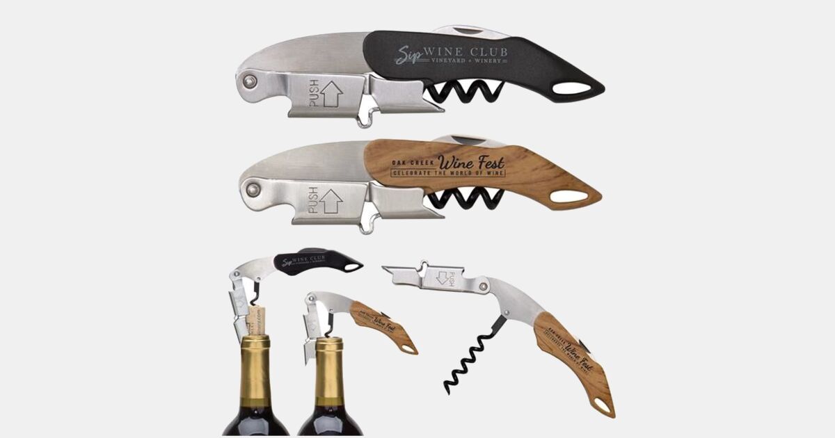 Double Hinged Wine Key Corkscrew with your logo