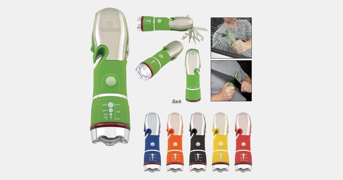 Emergency Cob Flashlight Multi-Tool with your logo | MiniThrowBalls.com