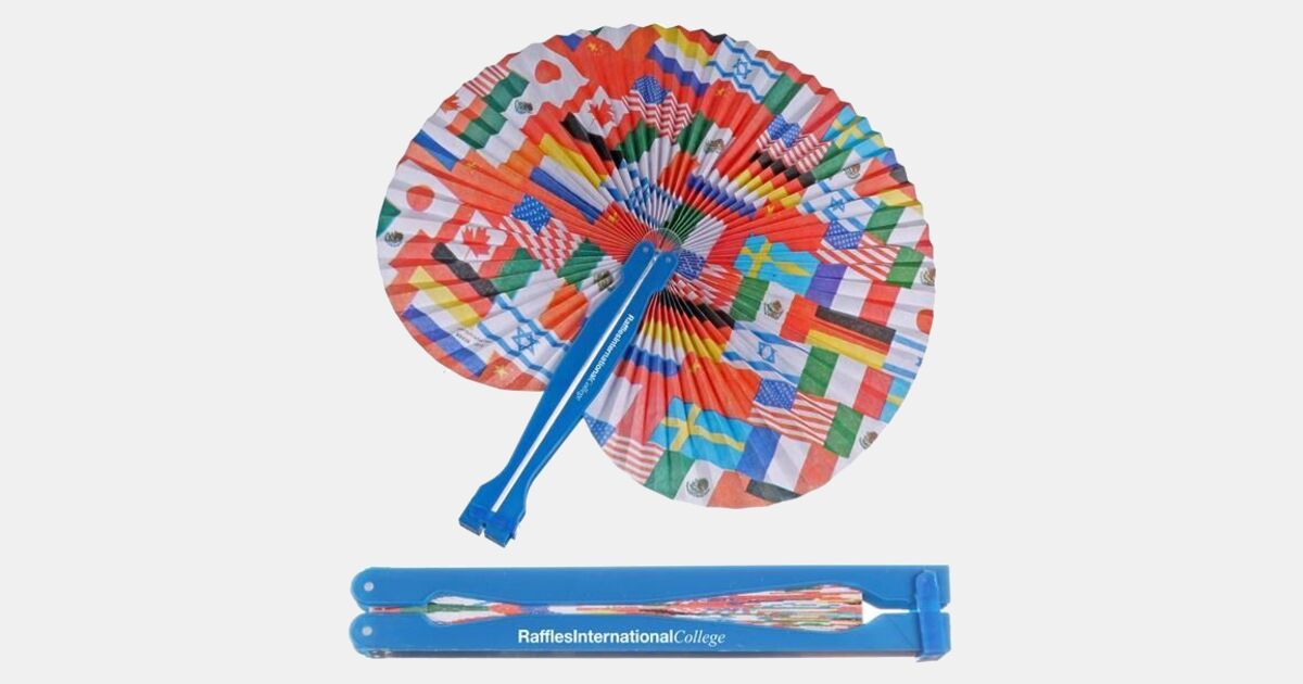 Flag Folding Fan With Your Logo | MiniThrowBalls.com