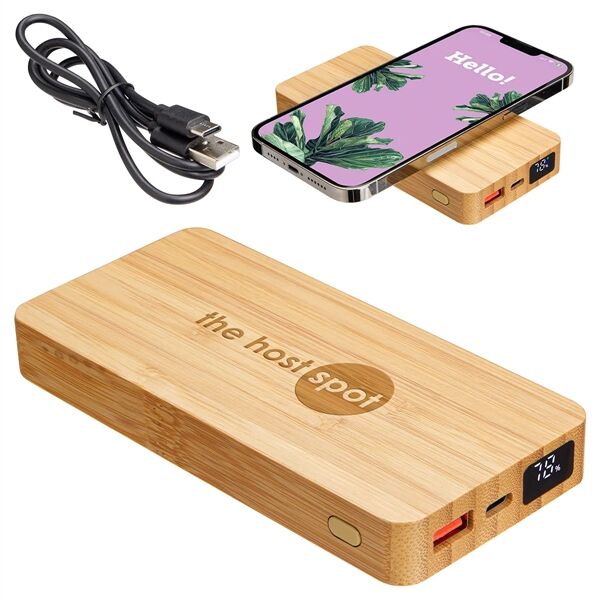 Main Product Image for Custom Printed FSC Bamboo 10000mAh Dual Port Power Bank Charger