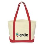 Full Color Cotton Canvas Tote Bag - White-red