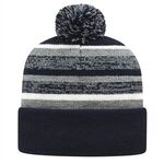 In Stock Fleece Lined Knit with Cuff - Navy-heather-white