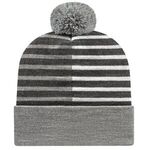 In Stock Half Color Knit Cap with Cuff - Heather-white