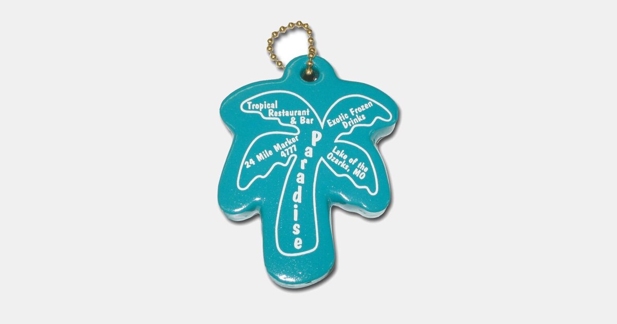 Large Palm Tree Key Float USA Made with your logo | MiniThrowBalls.com