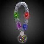 LED Christmas Medallion Tinsel Necklace -  