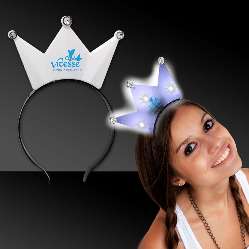 Main Product Image for Custom Printed Light Up LED White Crown Headband