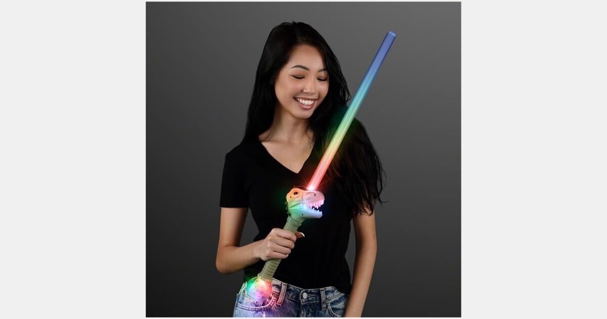 Custom Printed Light Up TRex Dinosaur Sword with your logo