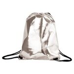 Metallic Drawstring Bag - Silver Metal