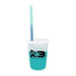 Mood 12 oz. Stadium Cup/Straw/Lid Set - Frosted To Turquoise