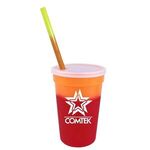 Mood 17 oz. Stadium Cup/Straw/Lid Set - Orange To Tropical Red