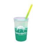 Mood 22 oz. Stadium Cup/Straw/Lid Set - Frosted to Green