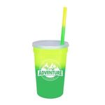 Mood 22 oz. Stadium Cup/Straw/Lid Set - Yellow To Green