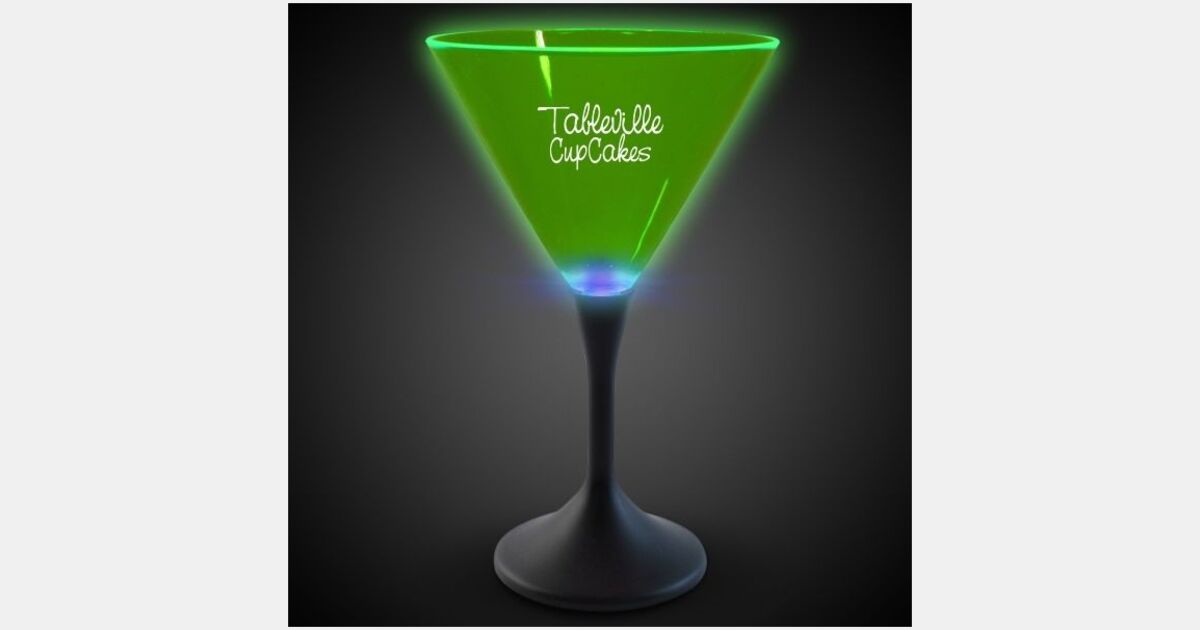 7 oz Neon LED Martini Glasses Green with your logo