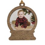 Photo Snowglobe Wood Holiday Christmas Tree Ornament - Brown