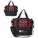 Plaid Insulated Cooler Bag - Medium Red