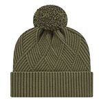 Premium Diagonal Weave Knit Cap with Cuff - Olive Green