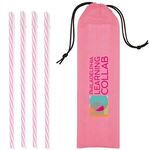 Reusable Straws in Full Color Drawstring Pouch -  