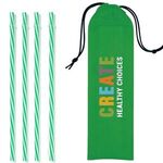 Reusable Straws in Full Color Drawstring Pouch -  