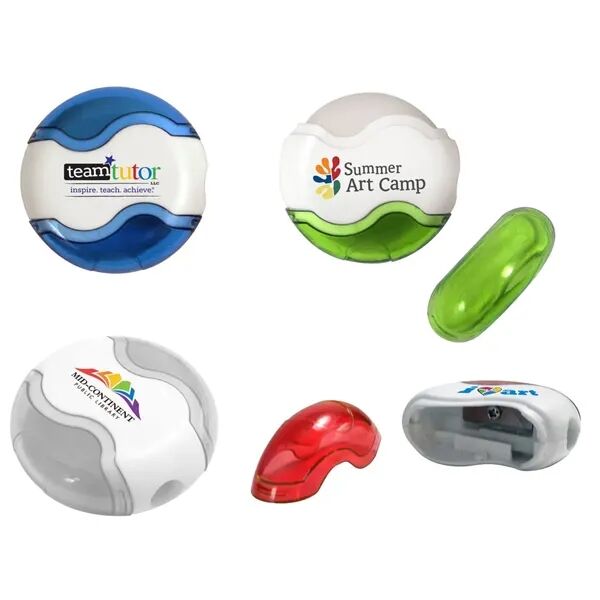 Main Product Image for Custom Imprinted Round Pencil Sharpener Eraser Combo, Full Color