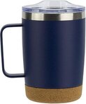 Sapora 12 oz Vacuum Insulated Stainless Steel Mug with Cork - Medium Navy Blue