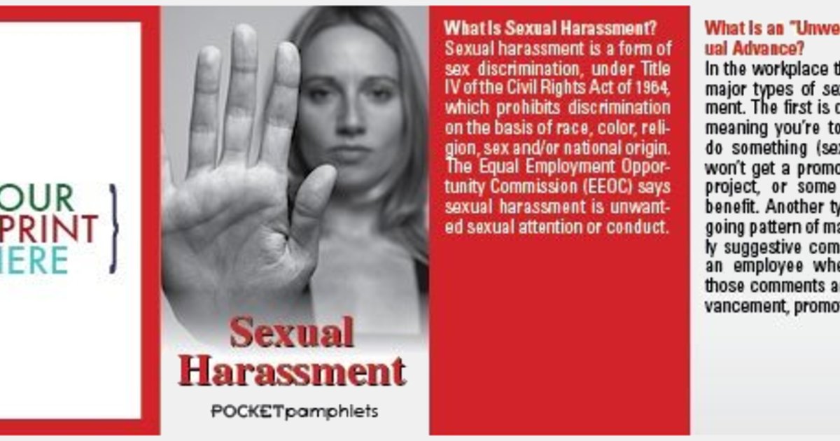 Sexual Harassment Pocket Pamphlet With Your Logo Minithrowballs Com