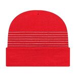 Thin Striped Knit Cap with Cuff - True Red