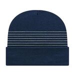 Thin Striped Knit Cap with Cuff -  