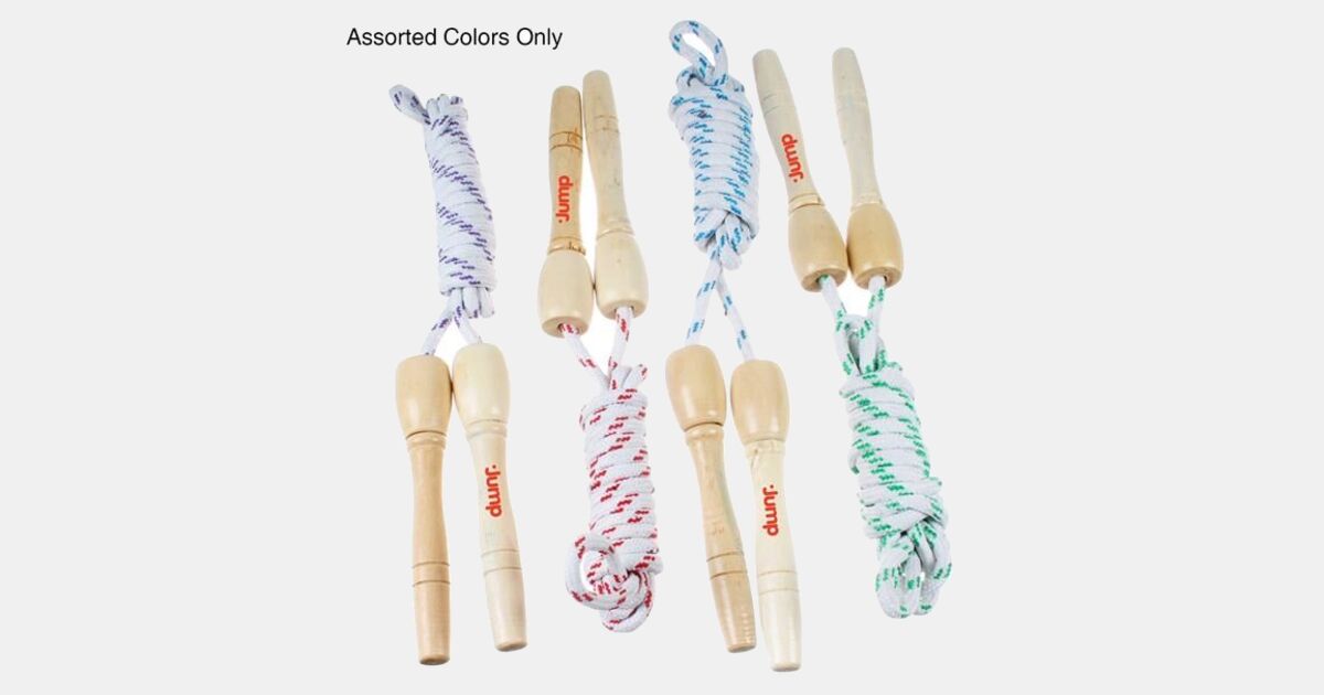 Custom Printed Wooden Jump Rope with your logo | MiniThrowBalls.com