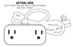 Zip 5 Ft. Power Strip with Type-C, USB & AC Outlets - Medium White